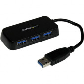 Startech.Com Portable 4 Port SuperSpeed Mini USB 3.0 Hub - Black - USB - External - 4 USB Port(s) - 4 USB 3.0 Port(s) - PC, Mac - RoHS Compliance ST4300MINU3B