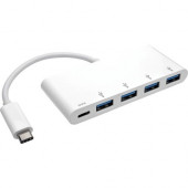Tripp Lite 4-Port USB 3.1 Gen 1 Portable Hub, USB-C to (x4) USB-A, with USB-C Charging Port - USB Type C - External - 4 USB Port(s) - 4 USB 3.0 Port(s) U460-004-4A-C