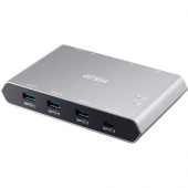 ATEN 2-Port USB-C Gen 2 Sharing Switch with Power Pass-through - USB 3.1 (Gen 2) Type C - External - 4 USB Port(s) - Mac, PC US3342