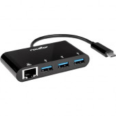 Rocstor Premium USB-C to USB-A(3.0) 3 Port Hub with Gigabit Ethernet - USB 3.0 Type C - External - 3 USB Port(s) - 1 Network (RJ-45) Port(s) - 3 USB 3.0 Port(s) - UASP Support - PC, Mac, Linux Y10A251