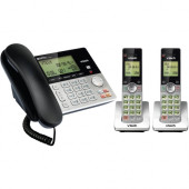 VTech CS6949-2 DECT 6.0 Standard Phone - Silver, Black - Cordless - 1 x Phone Line - 2 x Handset - Speakerphone - Answering Machine - Hearing Aid Compatible CS6949-2
