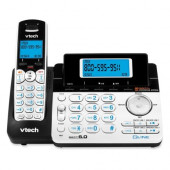 VTech DS6151 DECT 6.0 2-Line Expandable Cordless Phone with Answering System, Silver/Black with 1 Handset - 2 x Phone Line - Speakerphone - Answering Machine - Hearing Aid Compatible - Backlight - ENERGY STAR Compliance DS6151