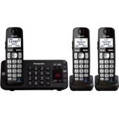 Panasonic KX-TGE243B DECT 6.0 1.90 GHz Cordless Phone - Black - 1 x Phone Line - 3 x Handset - Speakerphone - Answering Machine - Hearing Aid Compatible - Backlight KX-TGE243B